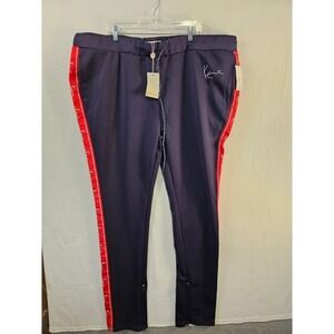 Karl Kani Mens 5XL Track Pants Navy Red Striped Activewear Zipper Bottoms‎ #1613